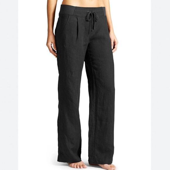 ATHLETA Black Linen Reverie Drawstring Waist Pull-On Pants - Picture 6 of 11